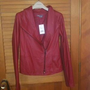 Vince Leather Scuba Jacket RED SIZE SMALL